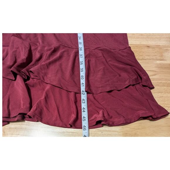 Ny Collection Burgundy Short Flutter Sleeve V-Neck Midi Dress Plus Size 1X - Picture 5 of 12